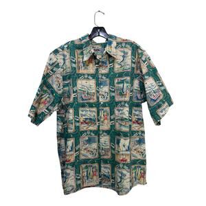 Vintage Reyn Spooner Hawaiian Shirt luau resort rare men’s Fishing Camp Size L